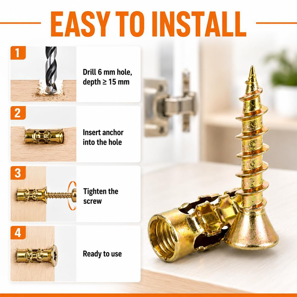 🛠️🔩Expansion screw set for cabinet hinge repair and door hinge thread repair