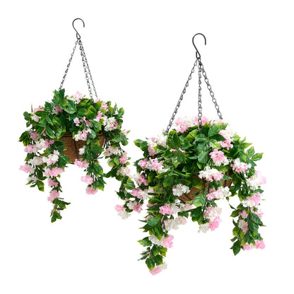 ✈️🌺Faux Crepe Myrtle Hanging Baskets – Ultra-Realistic🌸✨