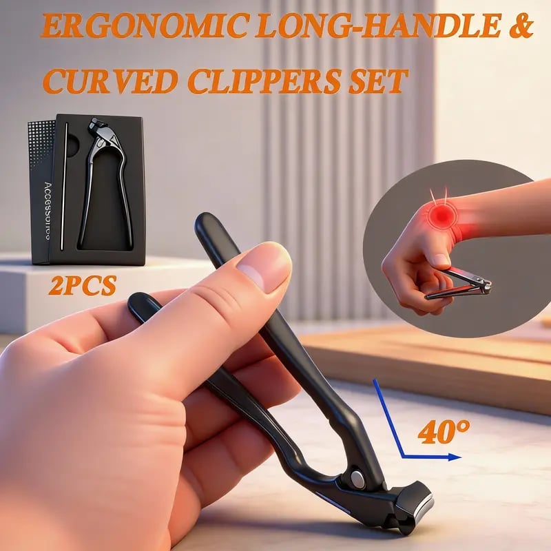 ✂️ Black Curved Nail Clipper – Ergonomic & Easy for Seniors 🖤