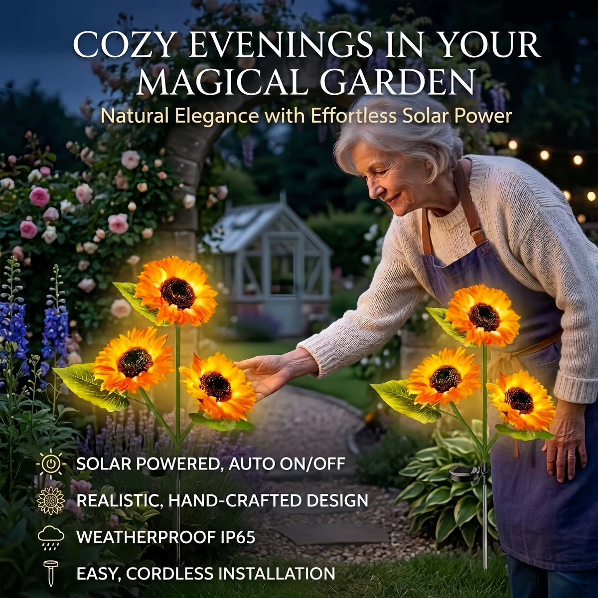 🌻 Solar Powered Sunflower Garden Lights – 2 Pack