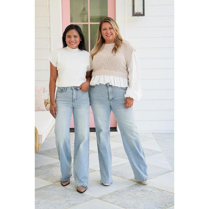 🏆LAST DAY 49% OFF💥 Vintage Wash Plus-Size Jeans -Stretchy, Straight Leg & Butt-Lifting Fit🎁