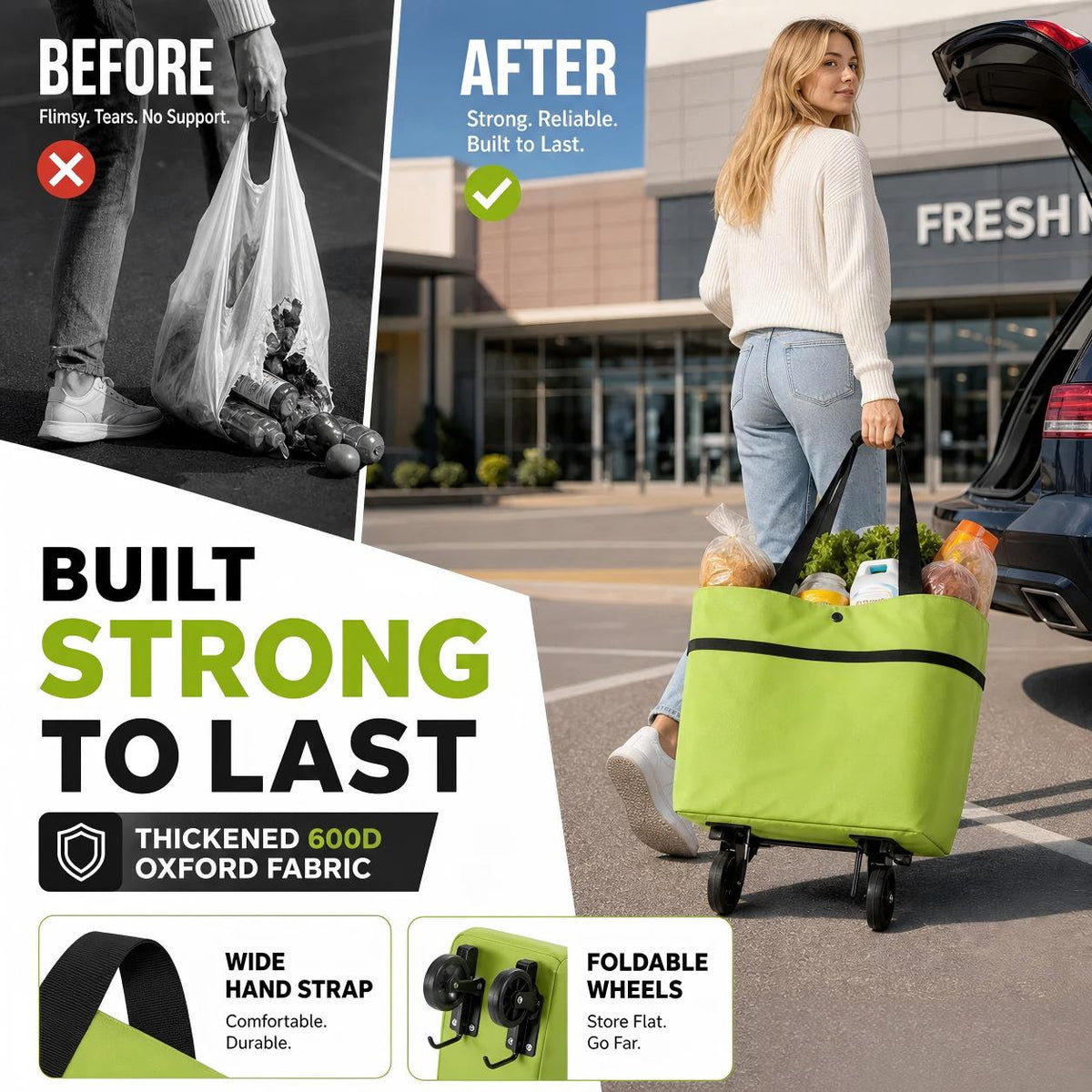 🏆Last Day Promotion 50% OFF!!💞Foldable 2-in-1 Shopping Bag
