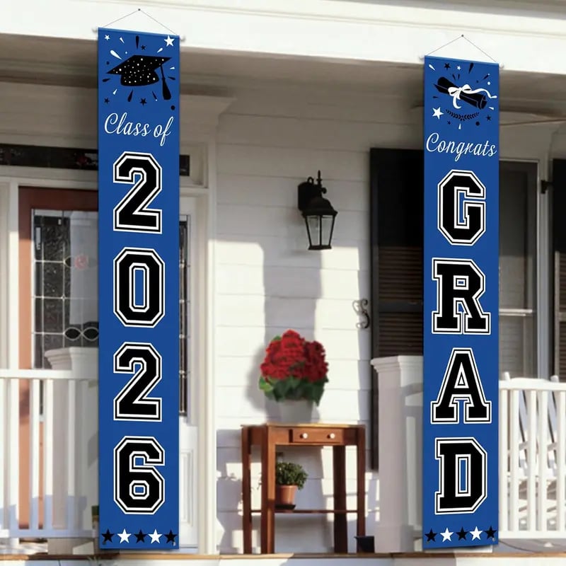 🚩 Personalized Welcome Door Banners: Class of 2026 Graduation Sign & Porch Decor (Set of 2)