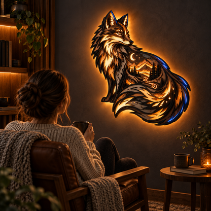 Fox Totem Layered Ambient Wall Light | Handcrafted-Style Wall Decor