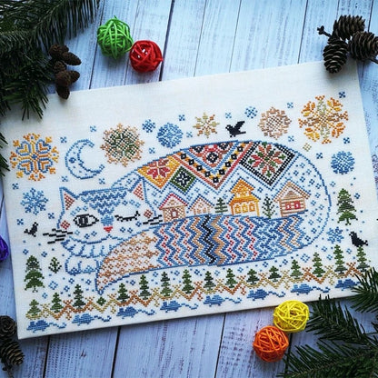 🔥Last Day 50% OFF - 🐱Winter Town Cat Cross Stitch Kit