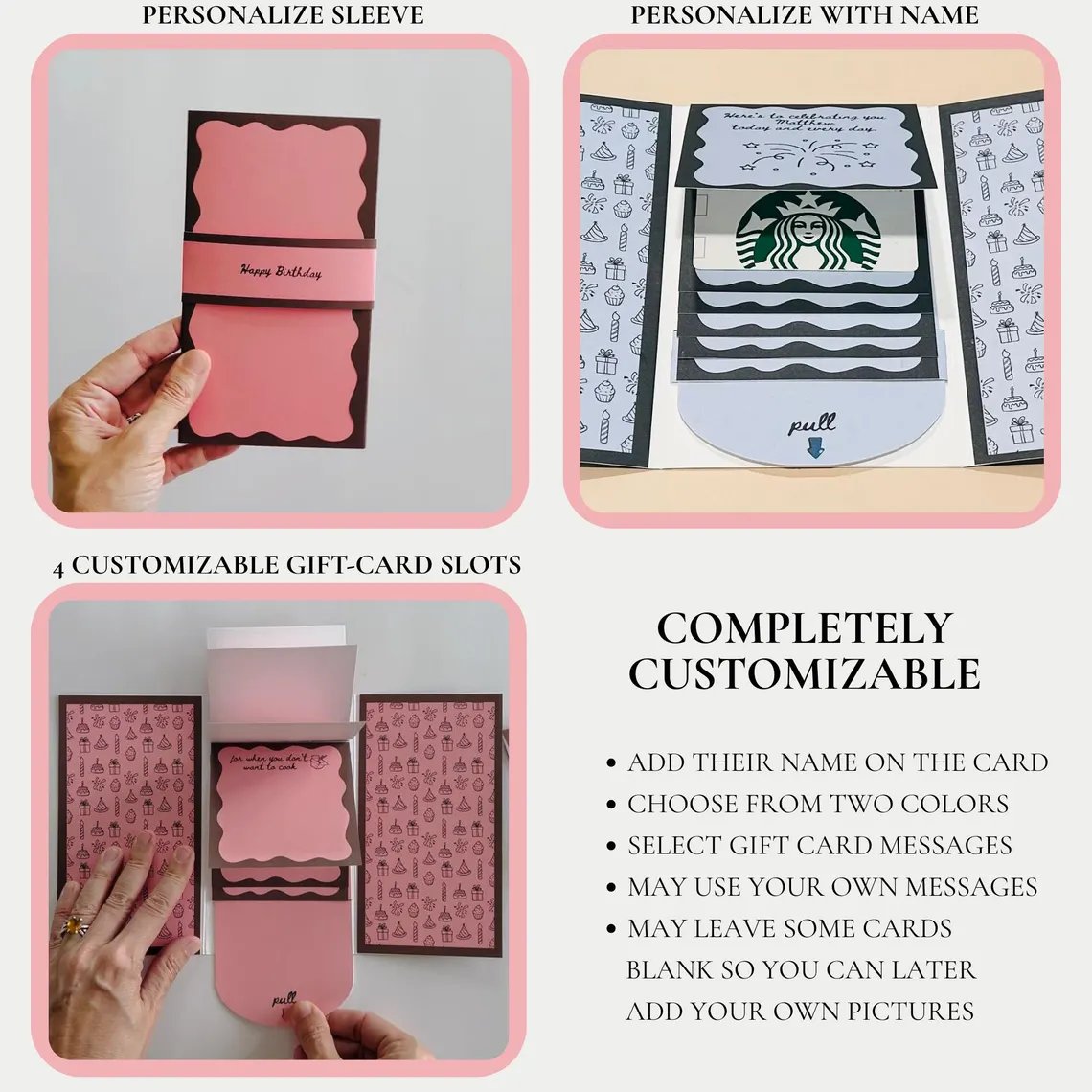 🎁LAST DAY 50% OFF - 🎂✨ Handmade Waterfall Birthday Gift Card Booklet