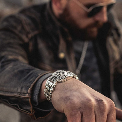 🔥Last 4 hours Sale: Save 50% -Armed Forces Destiny Struggle Skull Interlock Silver Bracelet