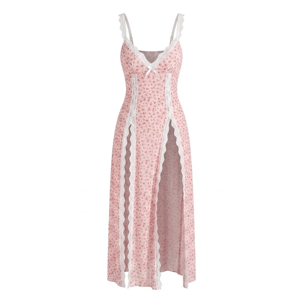 🔥Last Day 49% OFF - Sheer Floral Rose Print Maxi Dress 🎁
