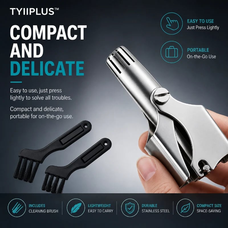 💥 🔥Manual Nose Hair Trimmer – Stainless Steel 360° Trimmer, Waterproof & No Battery Required