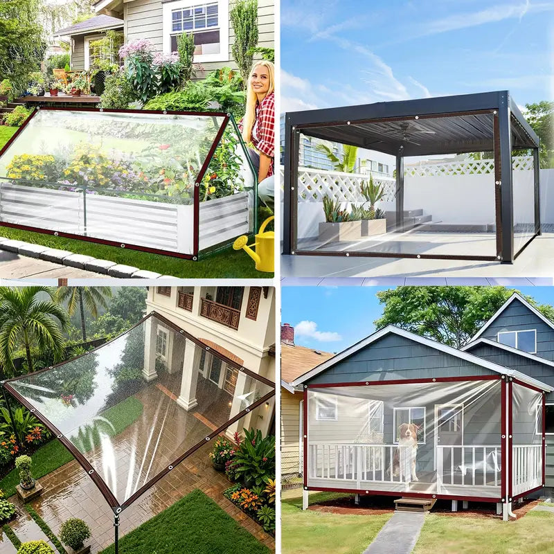 Clear Waterproof PE Tarp, Transparent Outdoor Cover with Metal Grommets🛡️