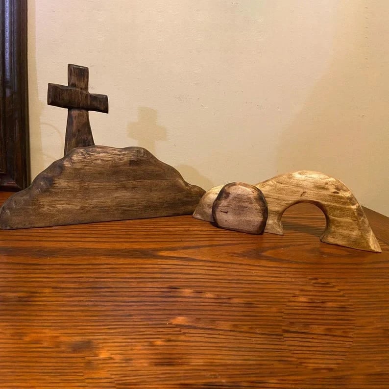 ✝️Handcrafted Wooden Cross & Empty Tomb Decoration ✨Daily Reminder of Resurrection Hope