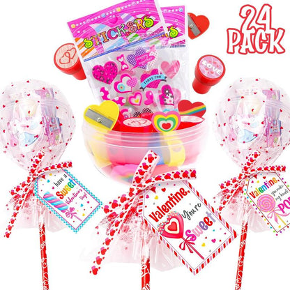 24 Pack Giant Lollipop-Shaped Stationery Set🍭