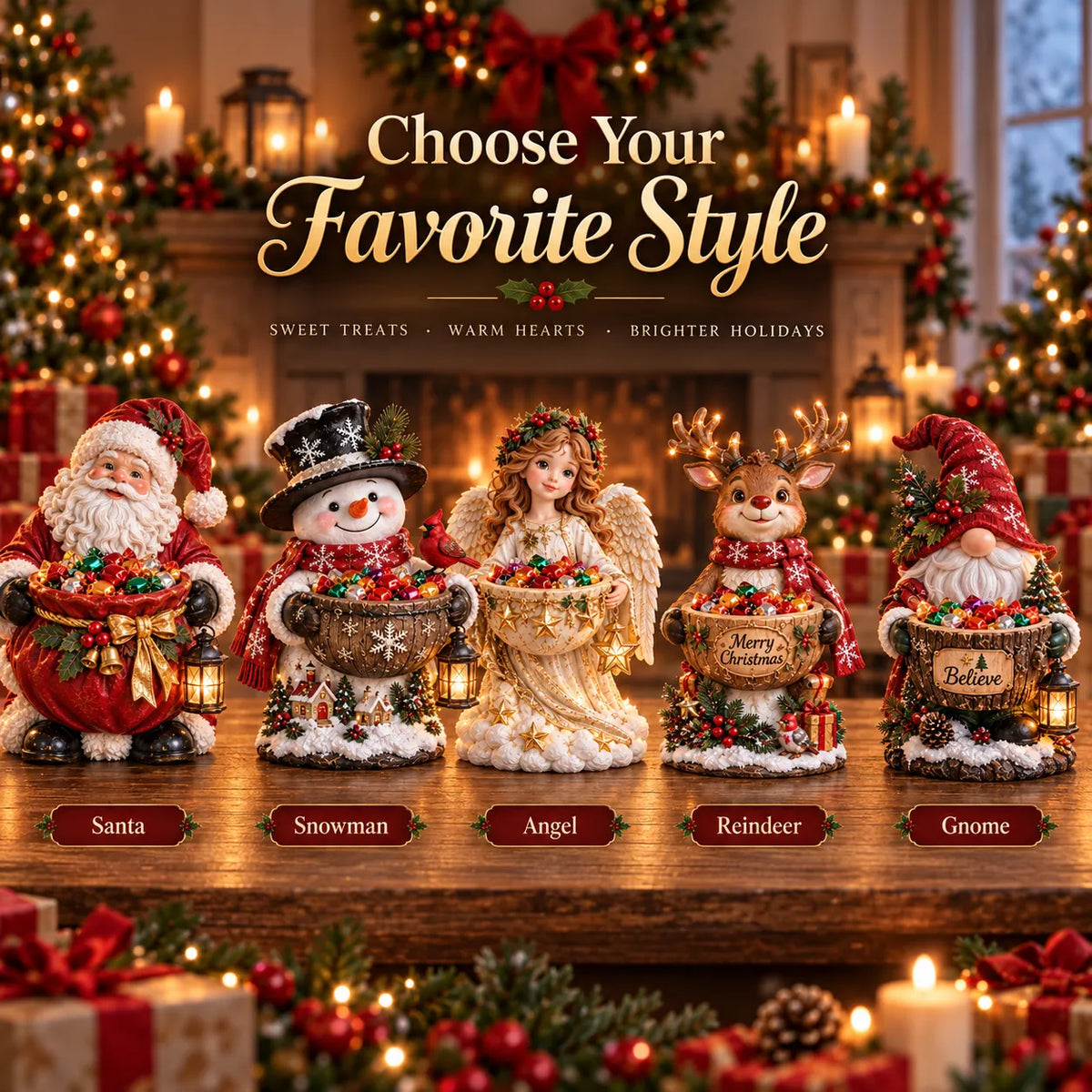 ✨Last Day 50% OFF✨ Lighted Christmas Candy Bowl Collection – 5 Festive Holiday Designs