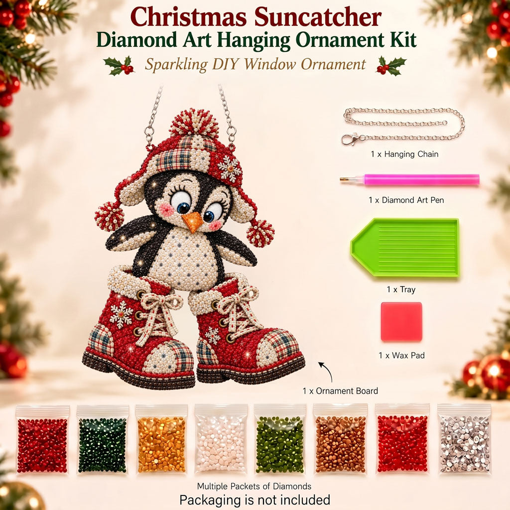🔥 Limited Time 70% OFF - 🐧❄️ Penguin Diamond Art Ornament Kit – Sparkling DIY Holiday Hanging Decor