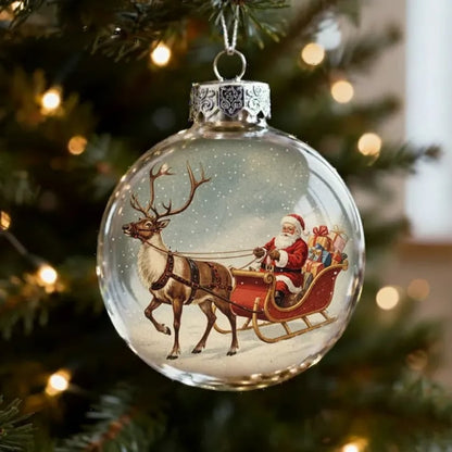Vintage Christmas Scene Bulb Ornaments