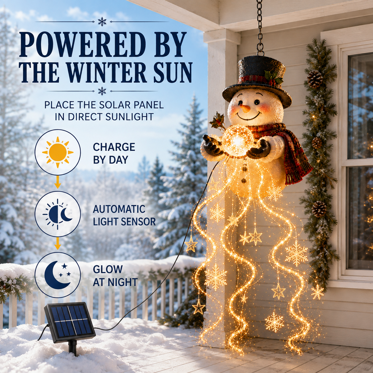 🎄Last day for 50% off🎄Snowman Magic Fountain™ – Hanging Solar Snowflake Cascade Christmas Light