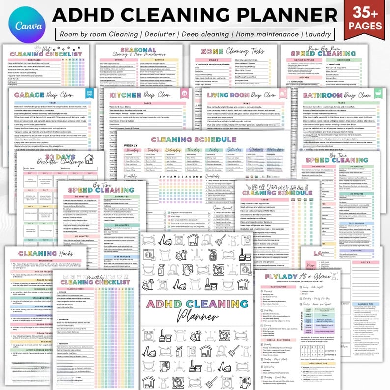 🔥LAST DAY 50% OFF📚ADHD cleaning planner bundle