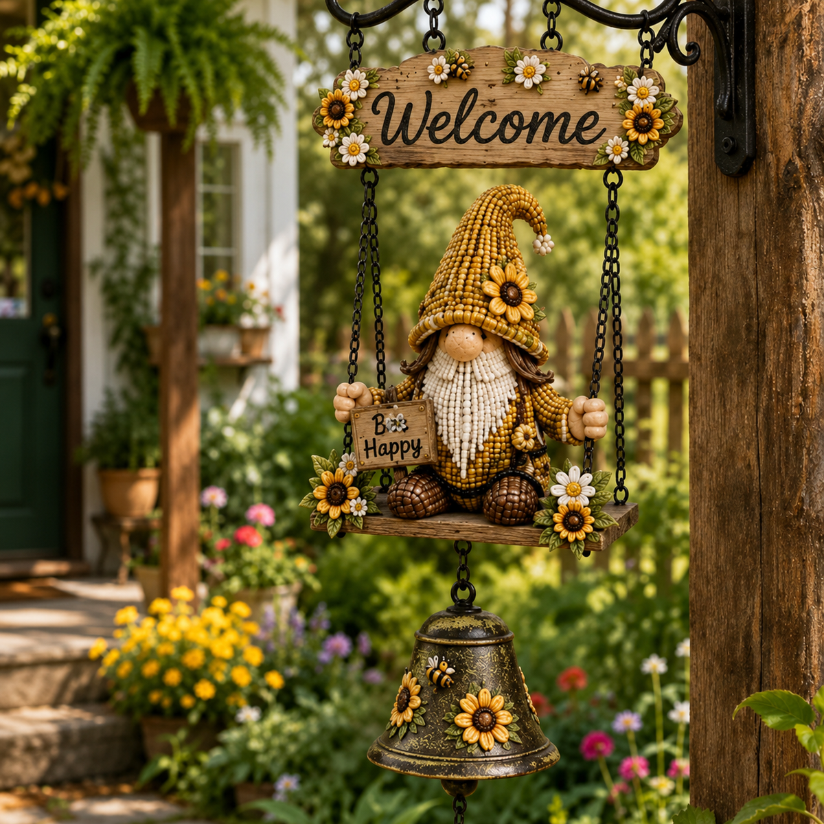 🔔🔥Hot Sale 50% OFF 🐞🔔 Rustic Garden Gnome Bell