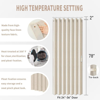 Pleated Folding Door Curtain | Accordion Room Divider with Magnetic Closure – Waterproof, No-Drill