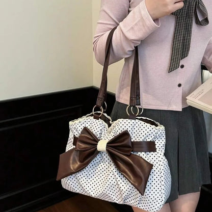 🔥Last Day 49% OFF - 🎀🖤 Trendy Polka-Dot Bow Tote Bag