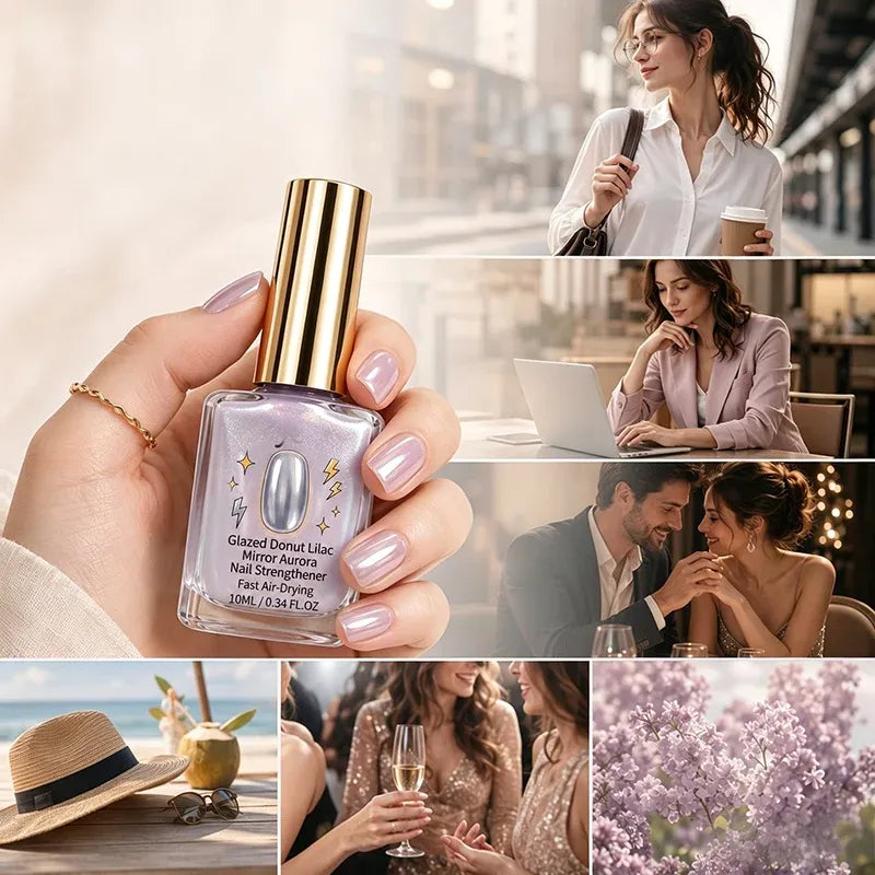 📢📢50% OFF !! ⏰Lilac Glossy Mirror Nail Strengthener✨
