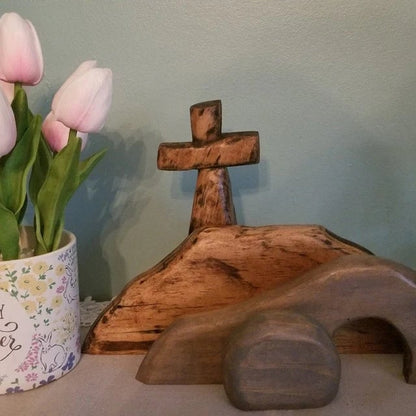 ✝️Handcrafted Wooden Cross & Empty Tomb Decoration ✨Daily Reminder of Resurrection Hope