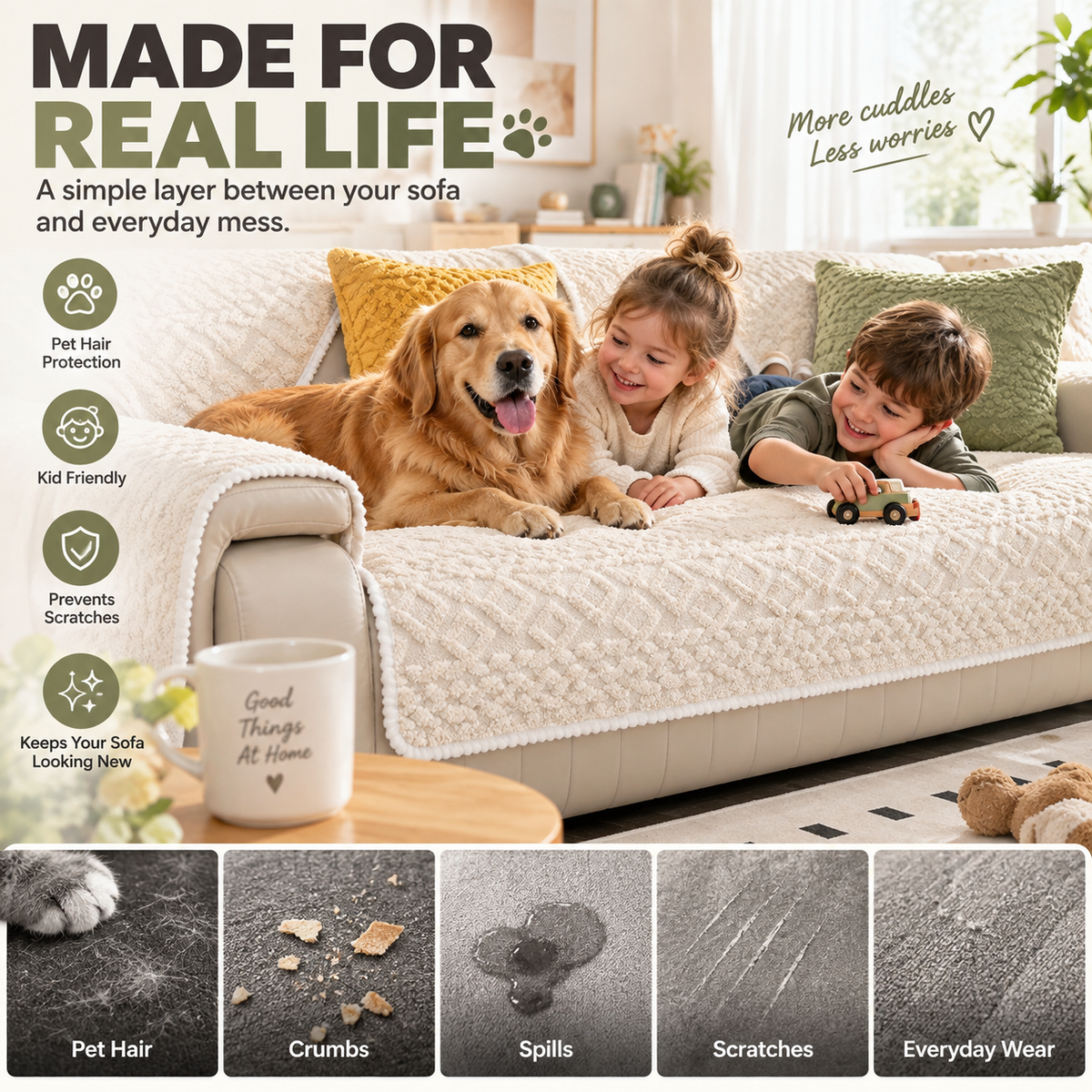 🛋️ Soft Non-Slip Jacquard Sofa Cover – Washable Furniture Protector for Couch & Sectional