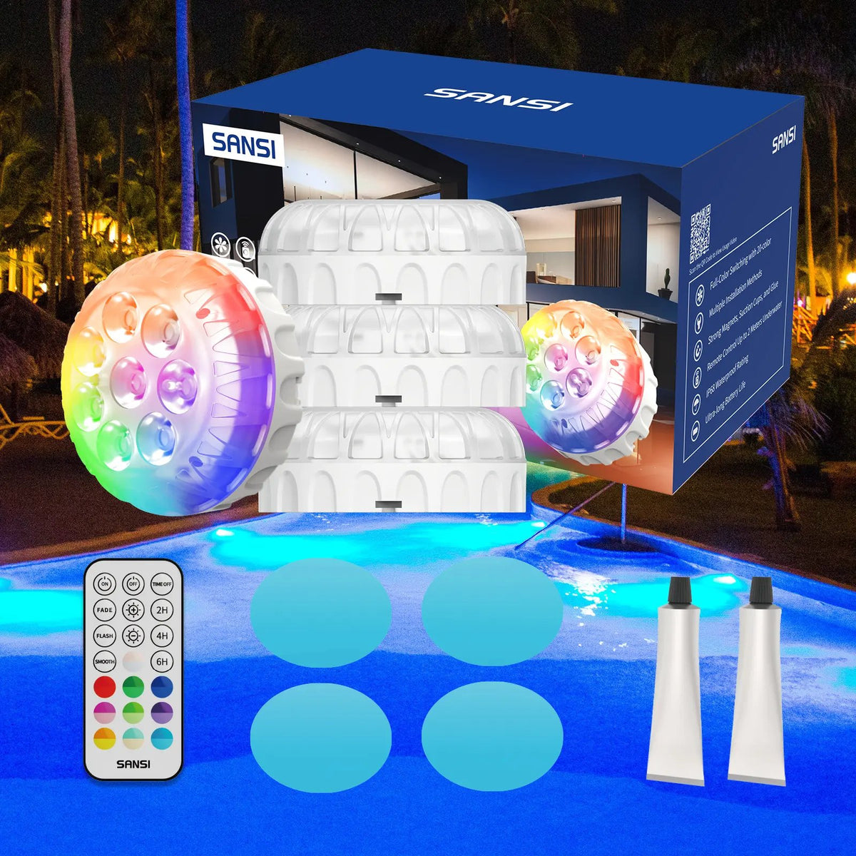 🌟💧 Swimming pool RGB lights – IP68 Waterproof Underwater Light, 3X Brighter, 20 Colors & RF Remote 🌈🎮
