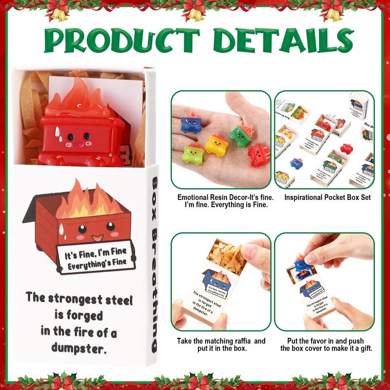 🎁 ✨ Glow-in-the-Dark Mini Dumpster Fire Resin Ornament Set(9 Pcs) – Valentine’s Desk Stress Relief Figurine🔥