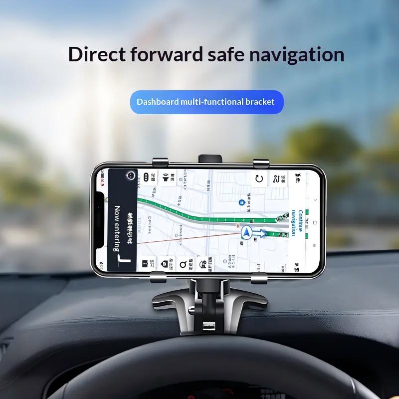 Multifunctional Car Phone Mount for Center Dashboard or Rearview Mirror Navigation Support Bracket