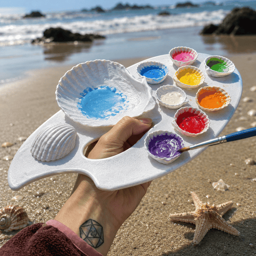 🐚🎨 3D Sea Shell Painting Palette — Aesthetic Artist Palette with Deep Wells for Acrylic, Gouache & Watercolor, Cute Shell-Shaped Mixing Tray for Desk Decor
