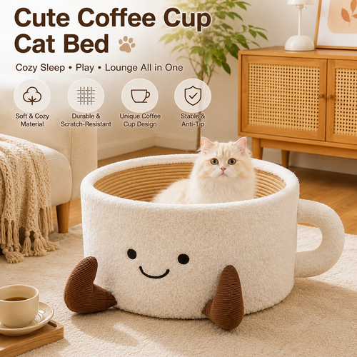 🐾Cute Coffee Mug Shaped Pet Bed For Dogs & Cats