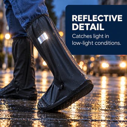 ☔ Waterproof Rain Shoe Covers – Zip-On Reflective Overshoes
