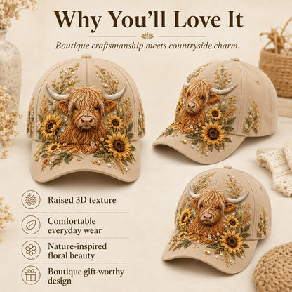 🔥LAST DAY 49% OFF - 🦬3D Highland Cow Embroidery Cap🧢