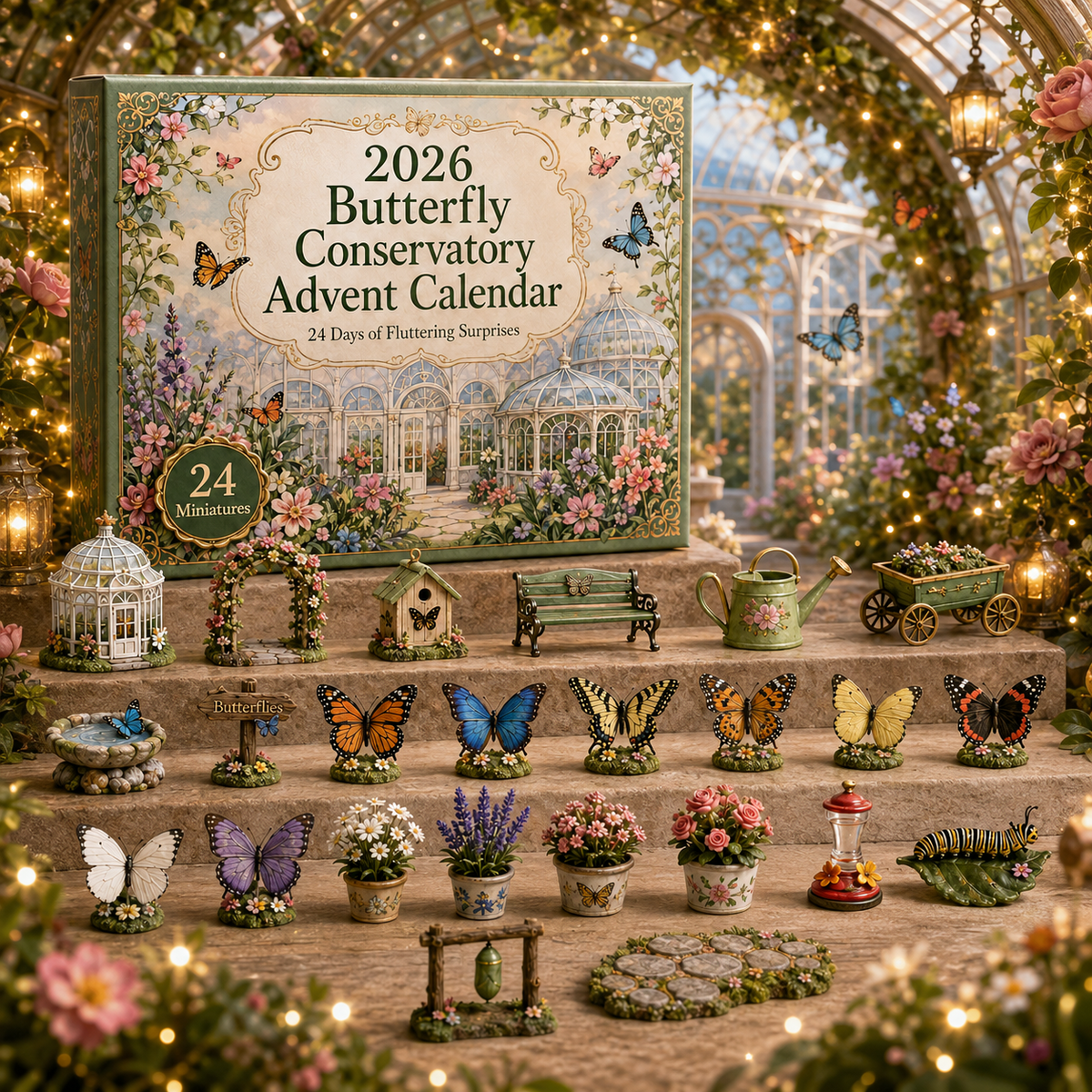 2026 Butterfly Conservatory Advent Calendar 🦋🌿 – 24 Days of Miniature Garden Surprises