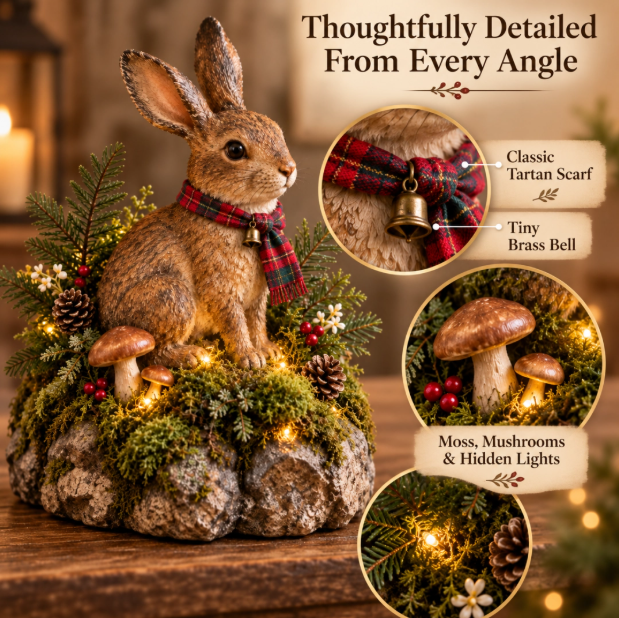Meet Your New Forest Friend: Lighted Christmas Bunny Statue🐇