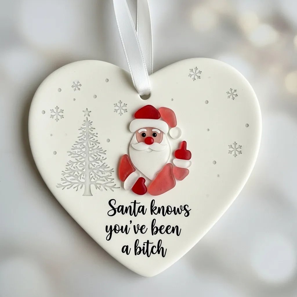 🎅"Santa Claus Middle Finger" Christmas heart-shaped gift🌊✨Shaped by Nature & Crafted by Hand💝