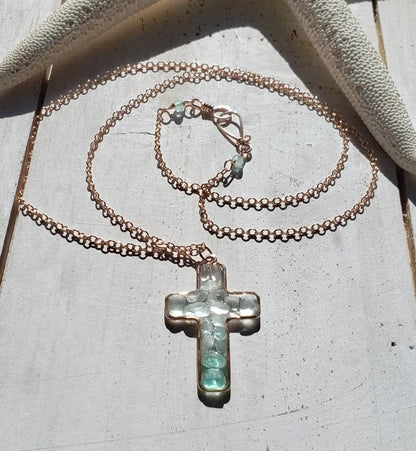 Sea Glass Cross Necklace