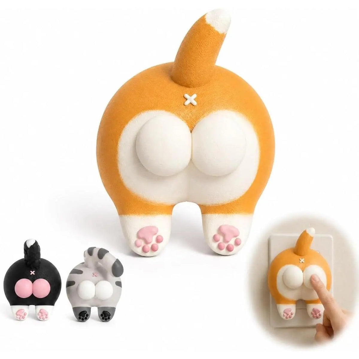 🐱Funny Cat Butt Light Switch Cover, 3D Double Rocker Decor Wall Plate