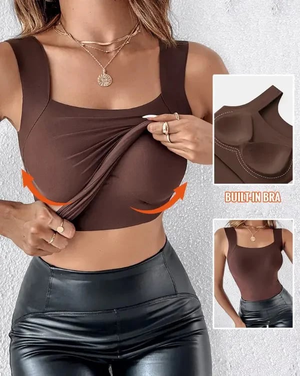 🔥💐 Women’s U-Neck Thermal Tank Top, Built-In Bra