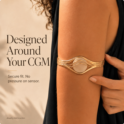 ✨CGM Sensor Arm Cuff – 18K Gold-Plated Adjustable Jewelry Holder for Compatible CGM Sensors