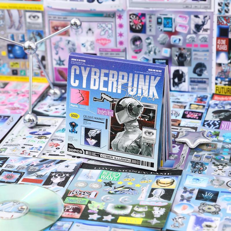✨ Retro & Future Sticker Book - Cyberpunk Neon × Dreamcore Fantasy 🌌💖