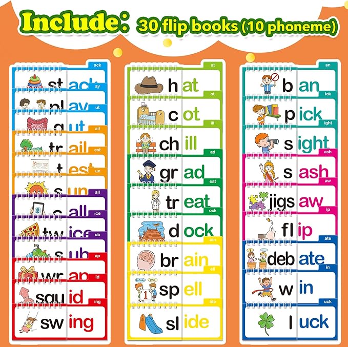 🔥Last Day 50% OFF - 🔤30 Read and Rhyme Flip Books📚(Fun Phonics Learning Set for Kids)