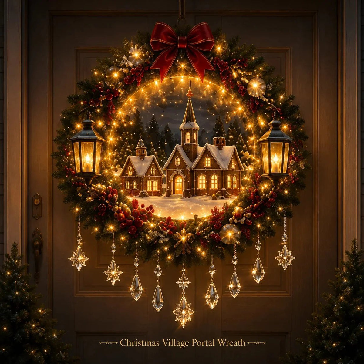 ✨ Christmas Moonlight Wreath Collection – Lighted Holiday Door Decor