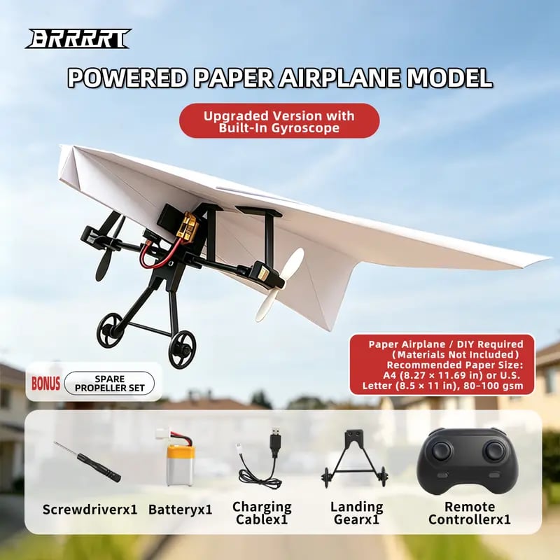 🔥Last Day 49% OFF - 🛩️ RC Paper Airplane Kit with Gyro Stabilizer ⚡