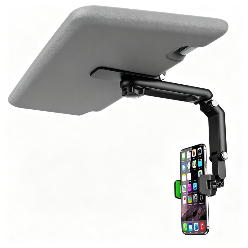 1080° Rotatable Car Sun Visor Phone Holder, Multi-Angle Adjustable Cell Phone Mount, Universal Clip on Phone Stand for Car Sunshade, Dashboard, Kitchen, Compatible with 4-6.5 Inch Smartphones