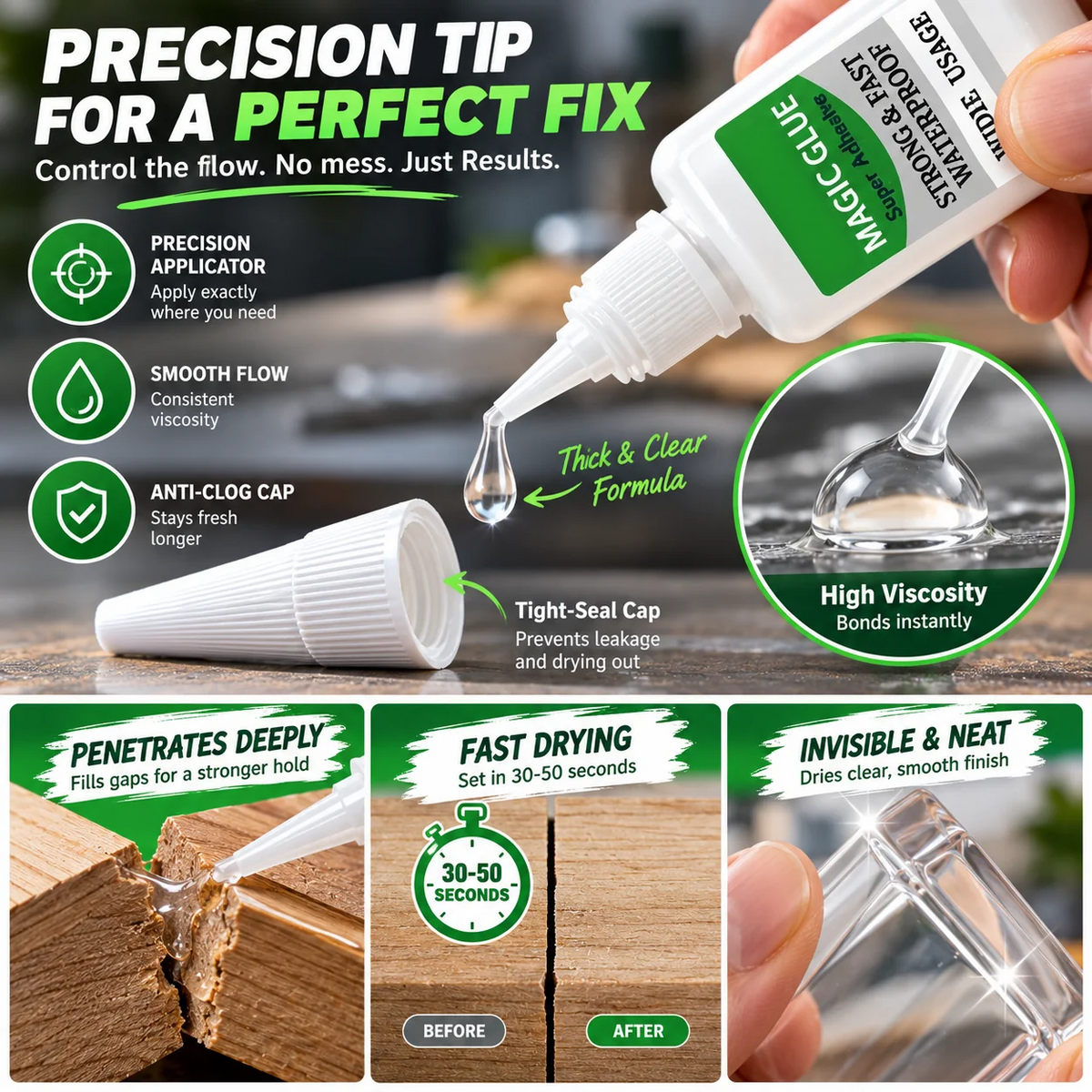 ⚡🔧4PCS Fast-Setting Super Glue 💪✨