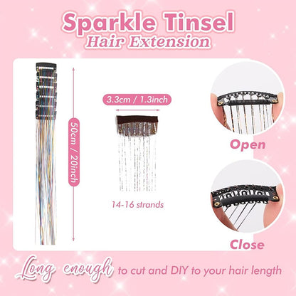 🔥Last Day 50% OFF✨Clip-in Tinsel Hair Extensions (A set of 12 pieces)