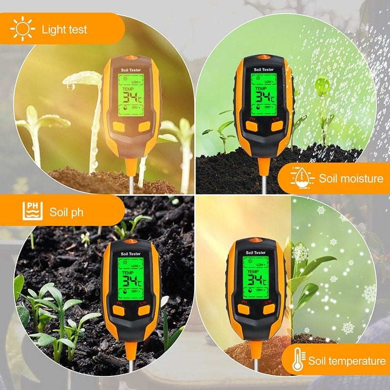 🪴✨2026 Newly Upgraded Digital 4-in-1 Soil Test Meter, large LCD screen, probe accurately quick measure