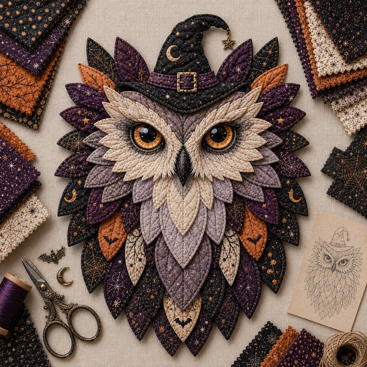 💥 LAST DAY 49% OFF - 🦉 Layered Fabric Owl Wall Art DIY Kit – Relaxing Craft, Beautiful Results